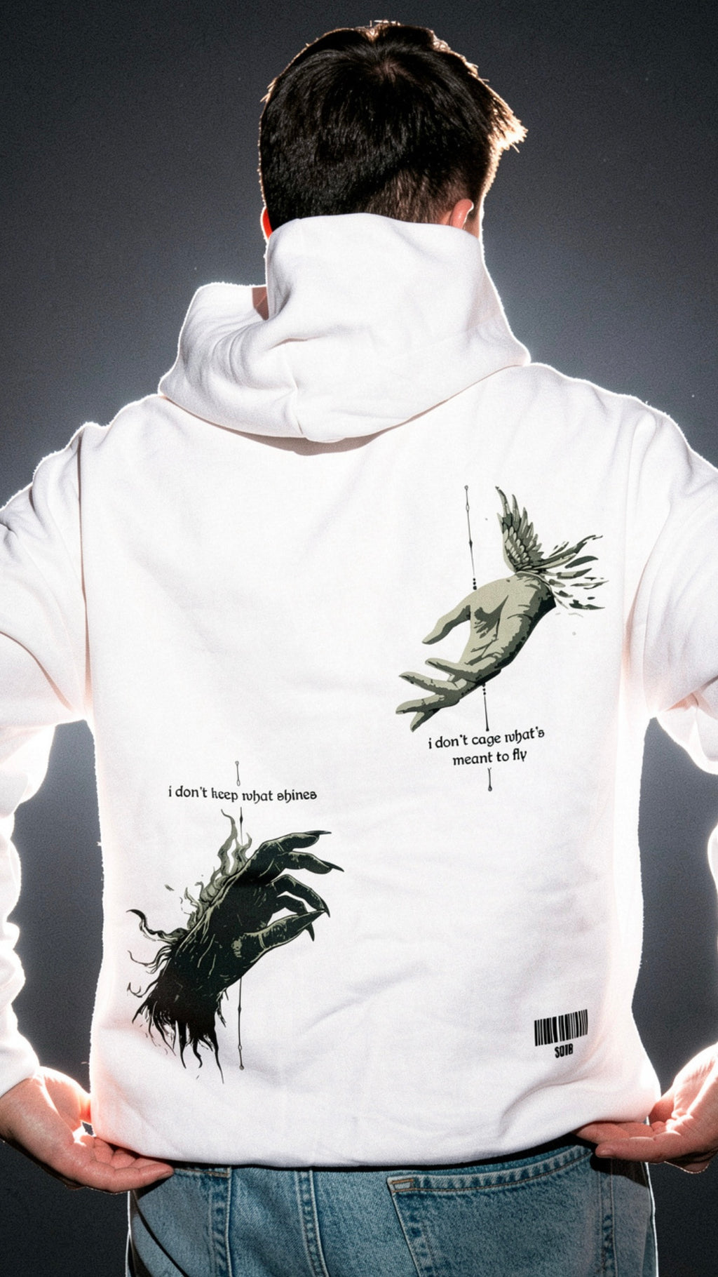 SHINE & FLY OVERSIZE HOODIE WHITE