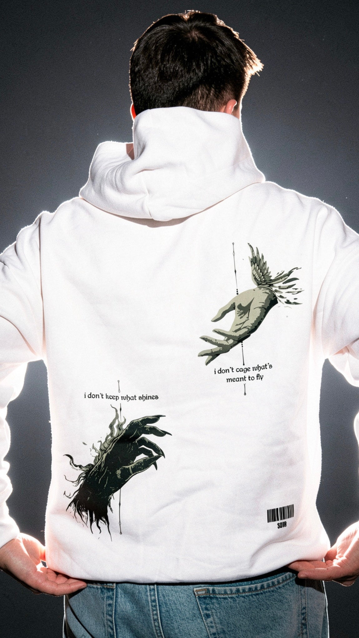 SHINE & FLY OVERSIZE HOODIE WHITE