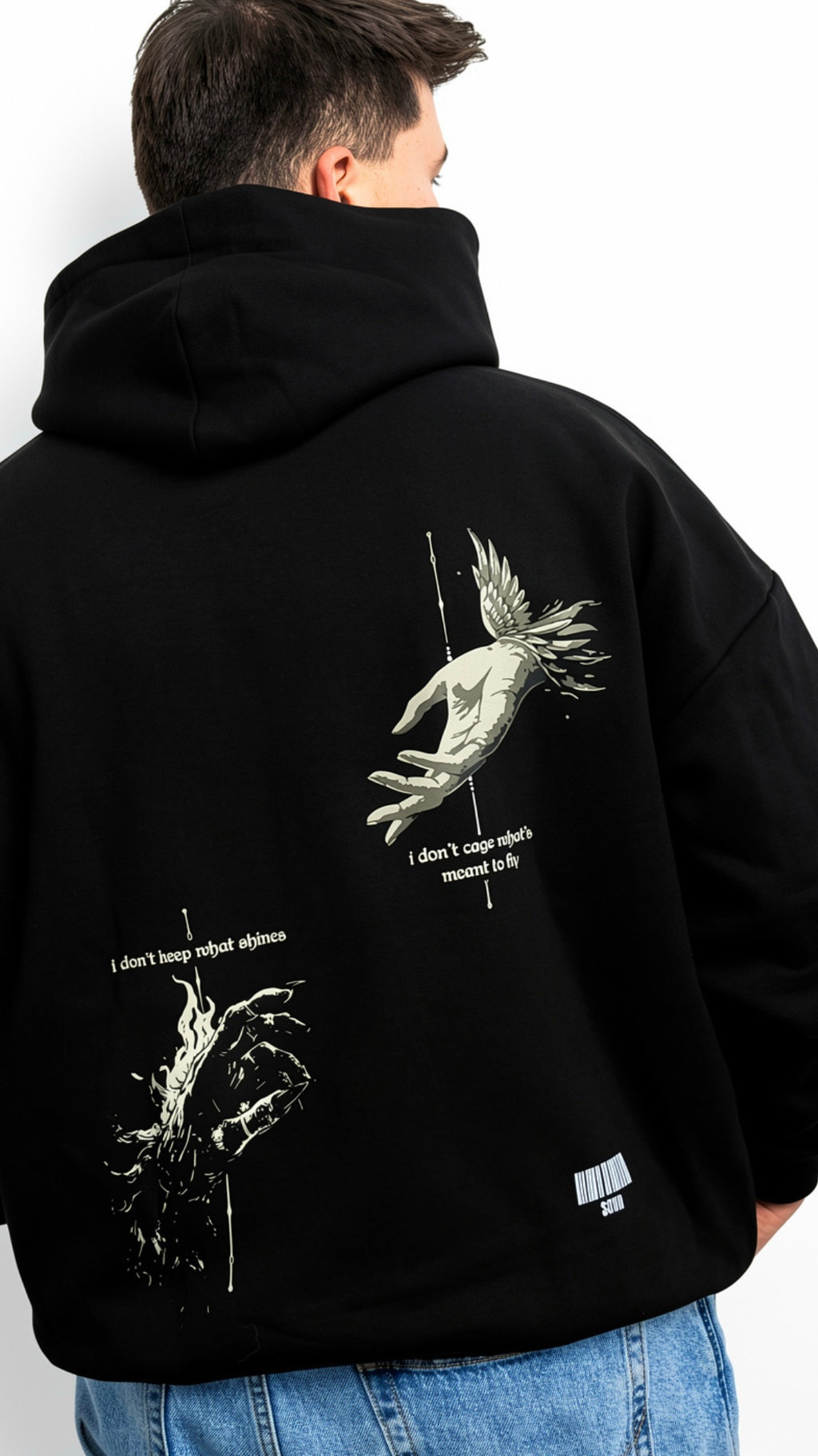 SHINE & FLY OVERSIZE HOODIE BLACK