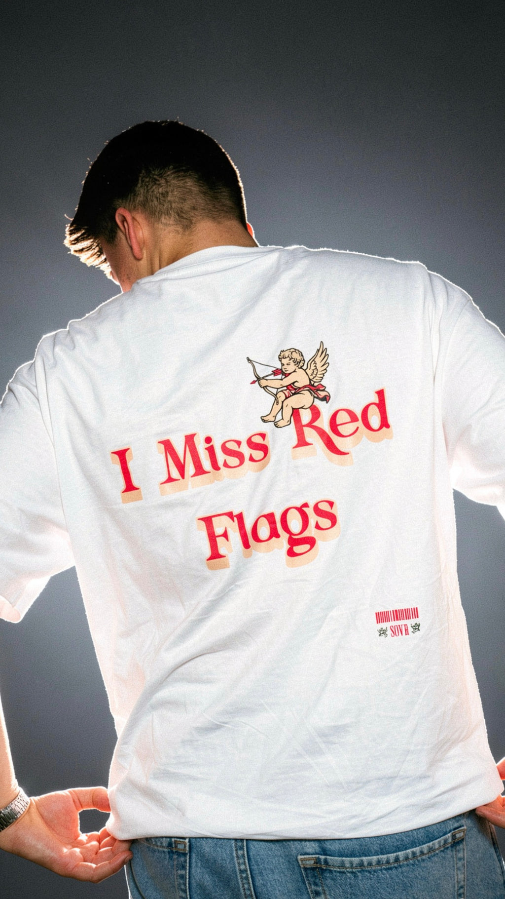 I MISS RED FLAGS OVERSIZE TEE WHITE