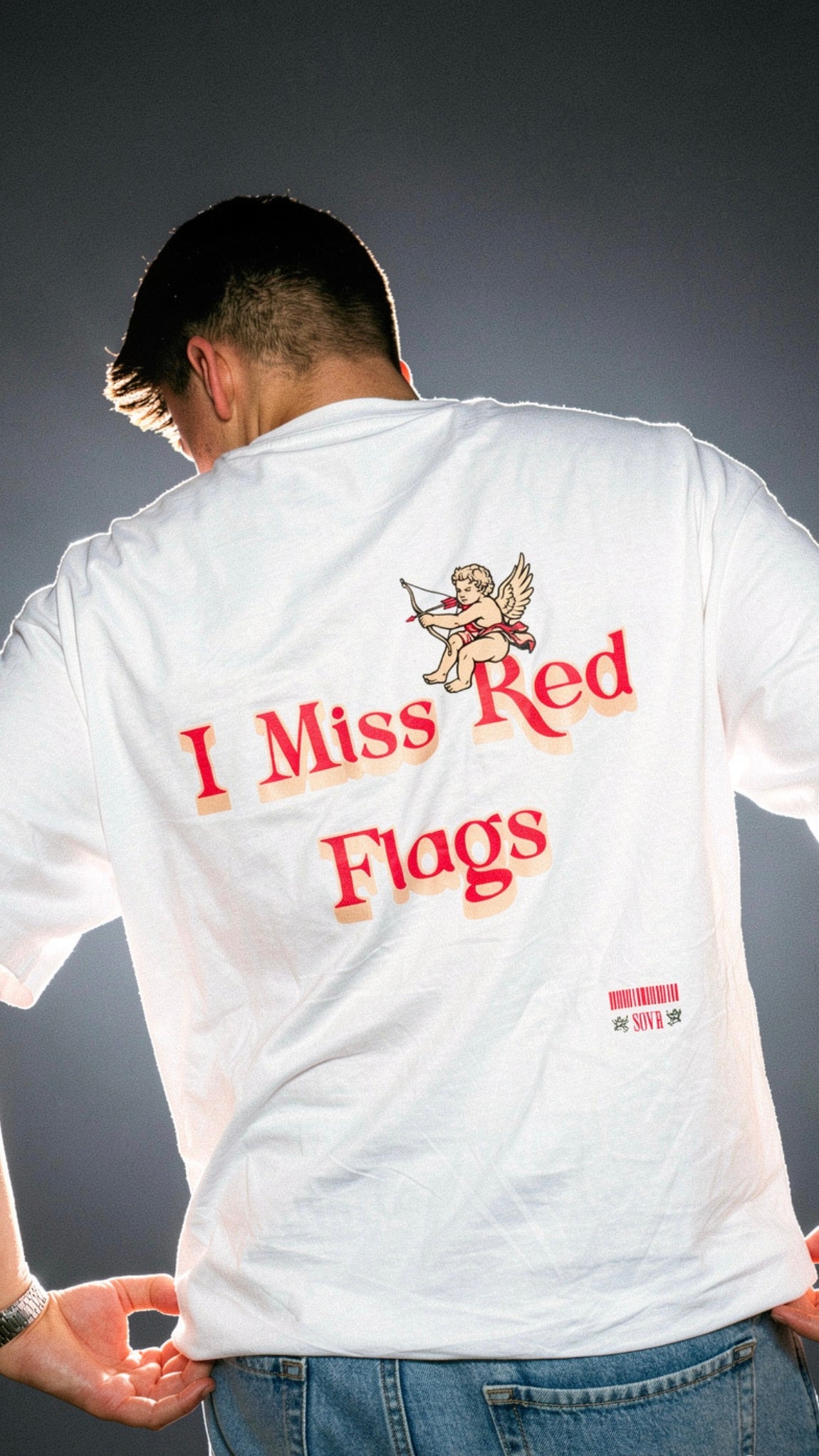 I MISS RED FLAGS OVERSIZE TEE WHITE